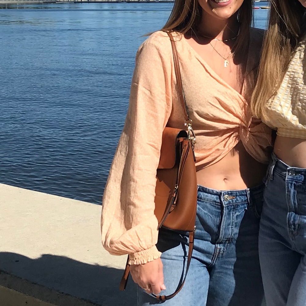 Floral twist front top
